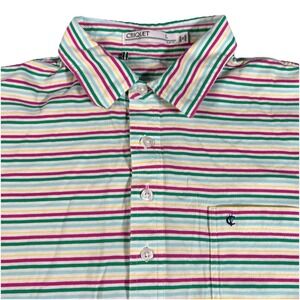 Criquet Slim Fit Men's L Striped Organic Cotton Short Sleeve Golf Polo Preppy